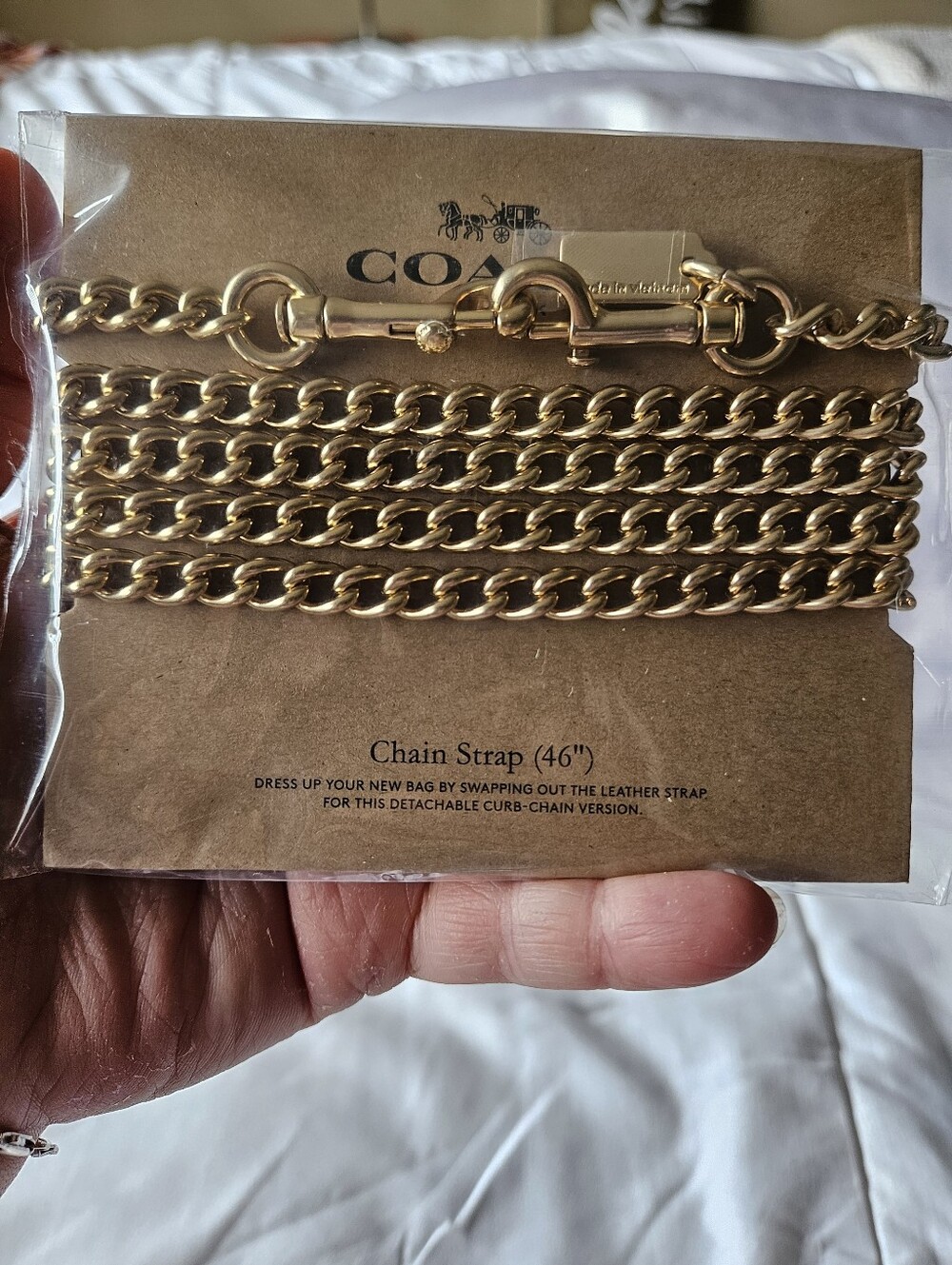 NWT Coach Gold Curb Chain Crossbody Strap 46" F31126